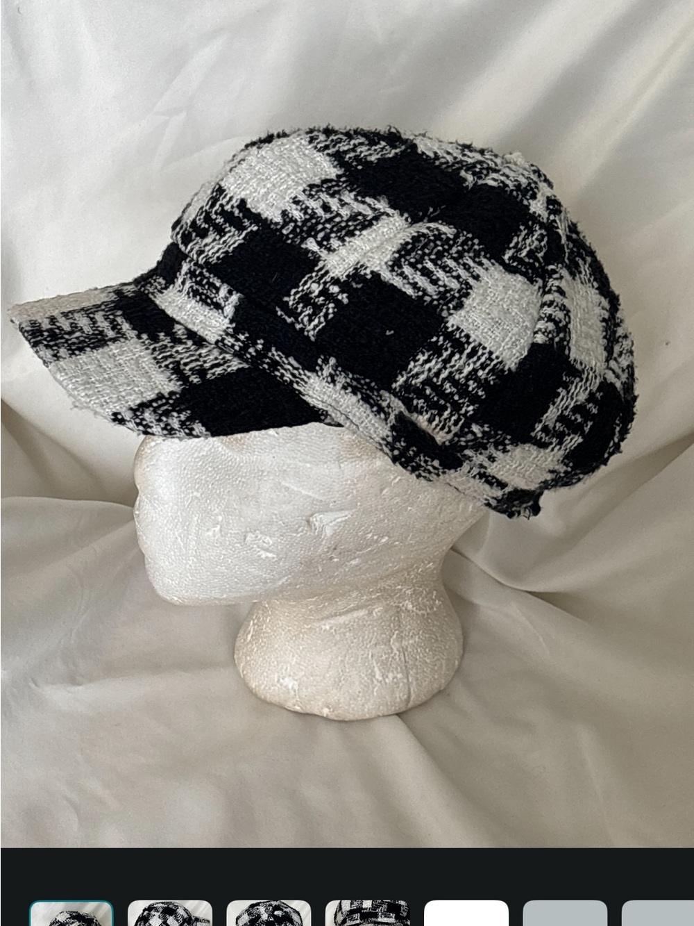 Black & White Plaid Newsboy Cap - Women Accessories